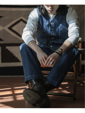 Non Stock Vintage 1930s Wabash Stripe Work Vest Railroad Workwear Jean Waistcoat